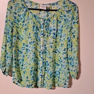 Cato Blue and Green Floral Blouse